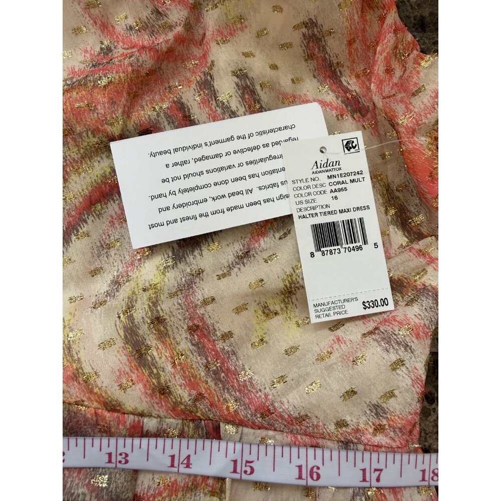 Aidan Mattox Women's Maxi Dress Beige Coral Color Sleeveles NEW MSRP $330 Size16 - Picture 6 of 13